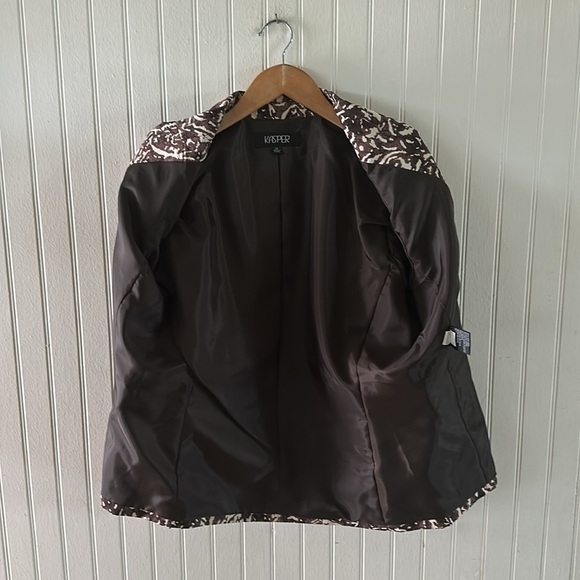 Kasper Cream and Brown 100% Silk Blazer and tank set sz 14 - Picture 11 of 11